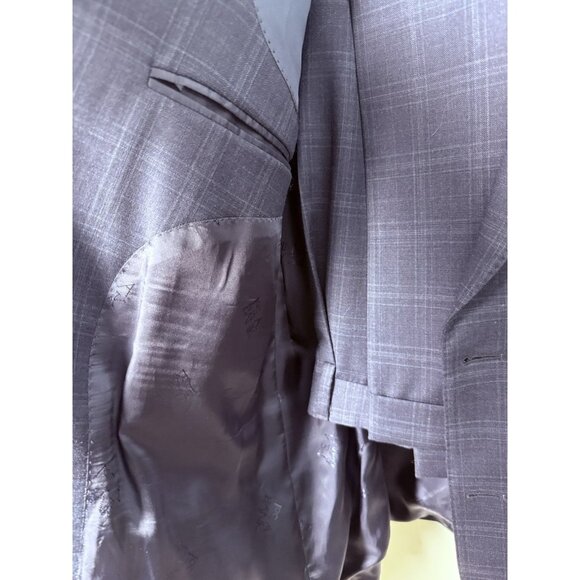 JOS A BANK Signature Gold Suit Men's 48R 42.5x30.5 Blue PLAID Check 100% Wool - Picture 4 of 16